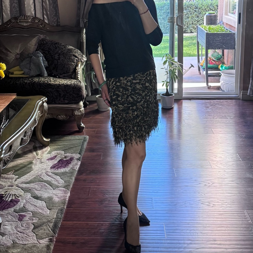 Ann Taylor Black and Gold Mini Skirt